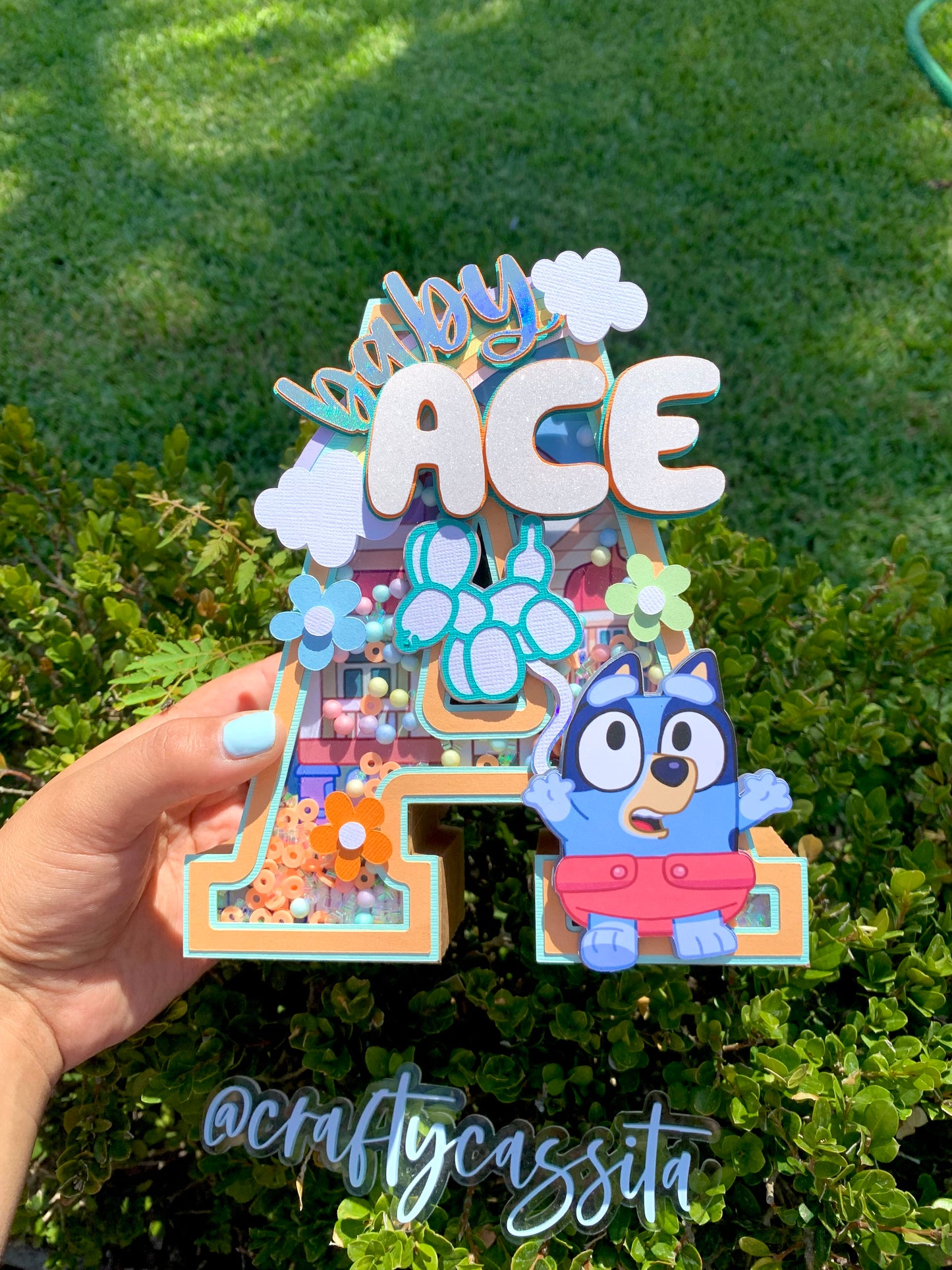 Baby Blue Dog 3D Letter/Number Shaker