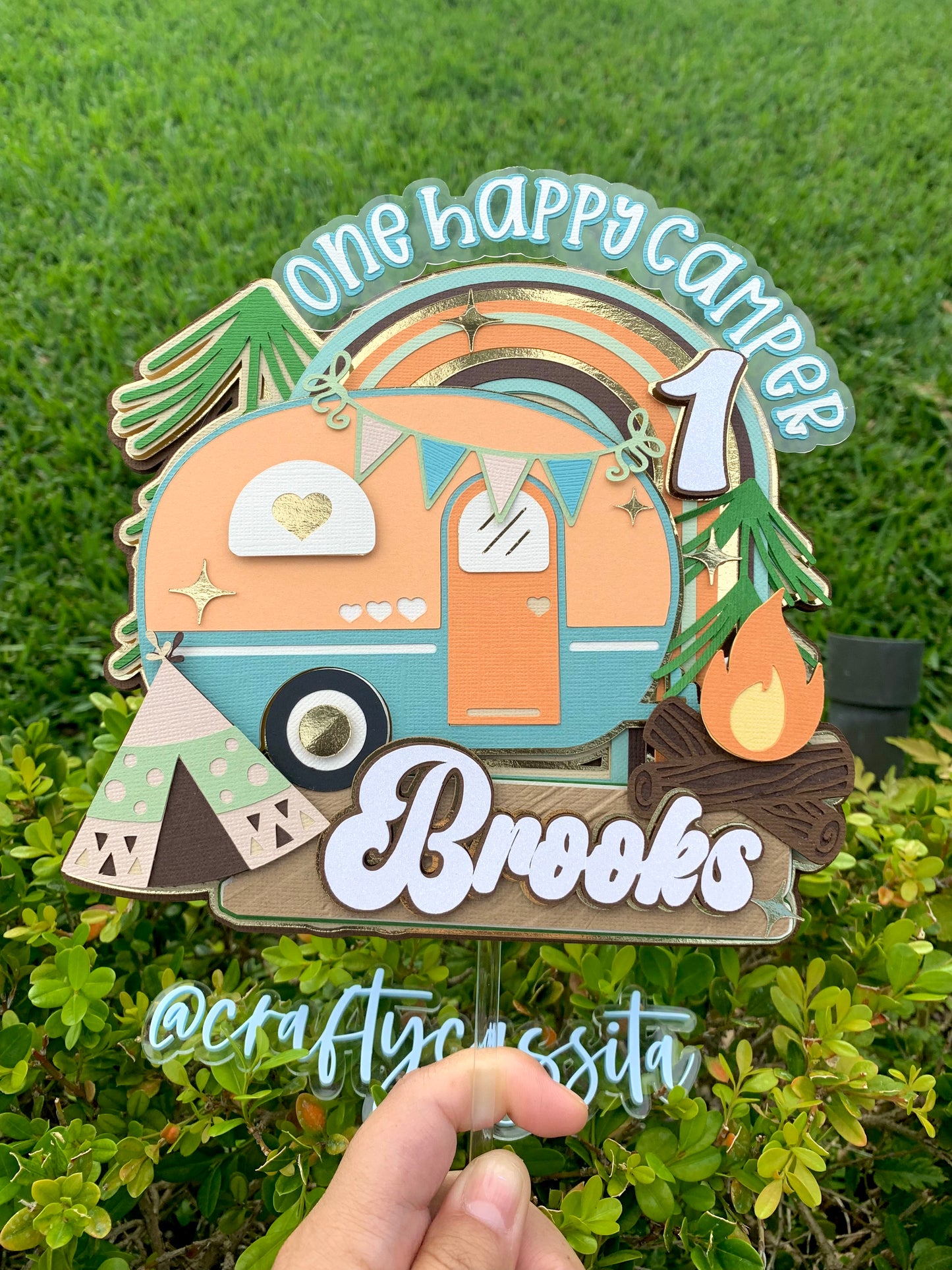 One Happy Camper Cake Topper