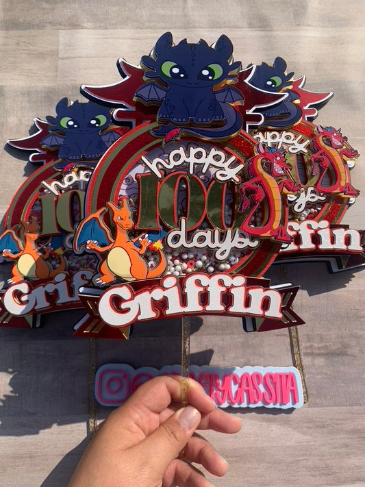Dragon 100 Days Cake Topper Shaker