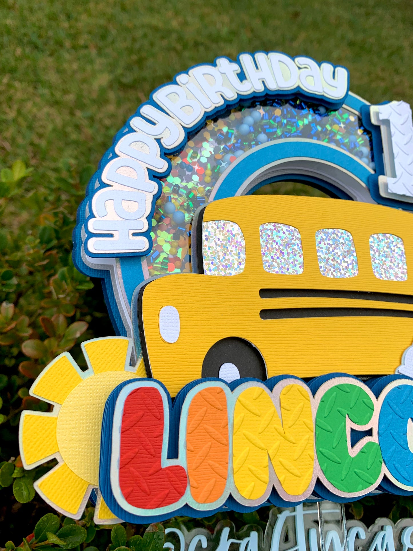 School Bus Cake Topper Shaker