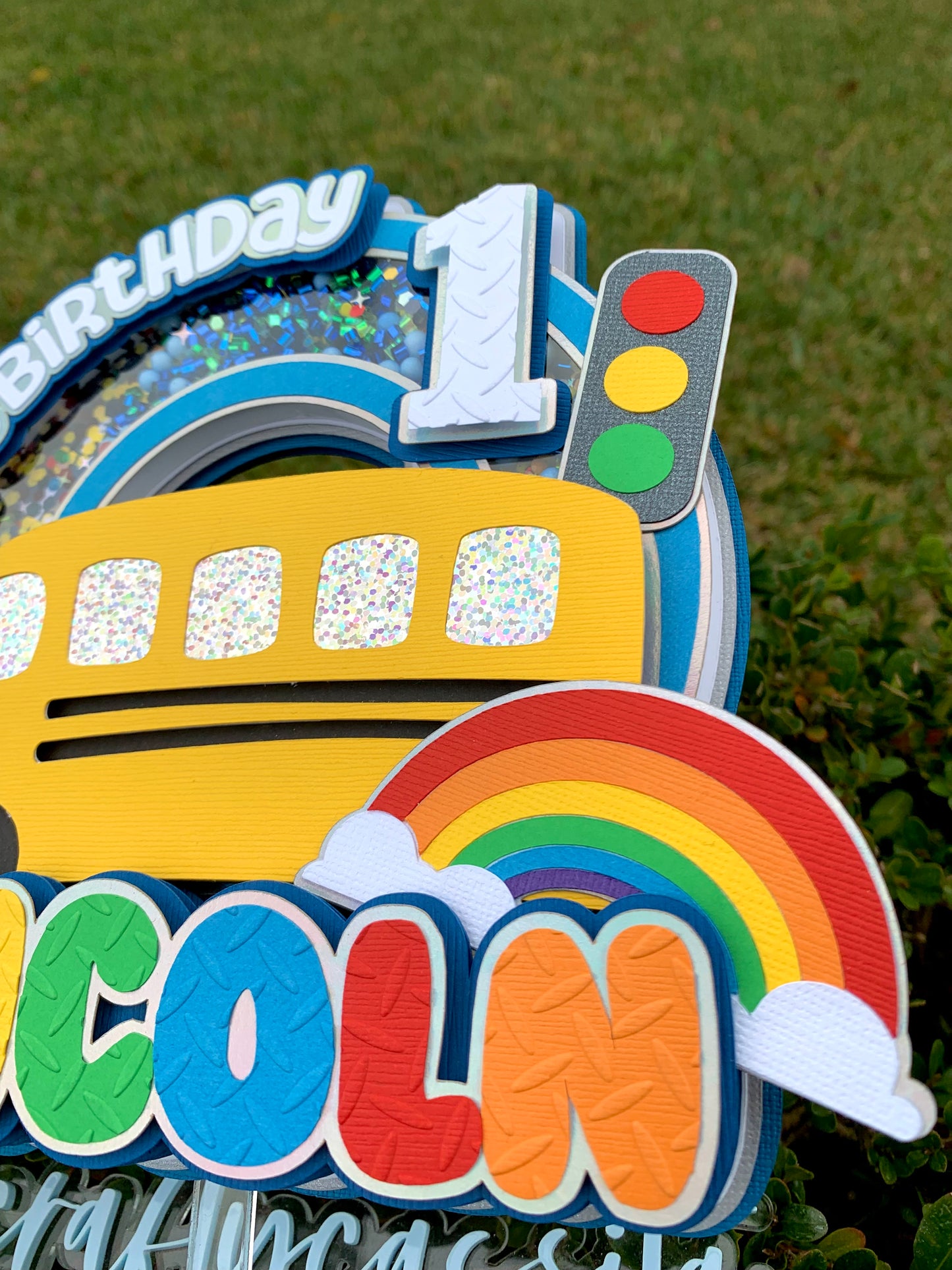 School Bus Cake Topper Shaker