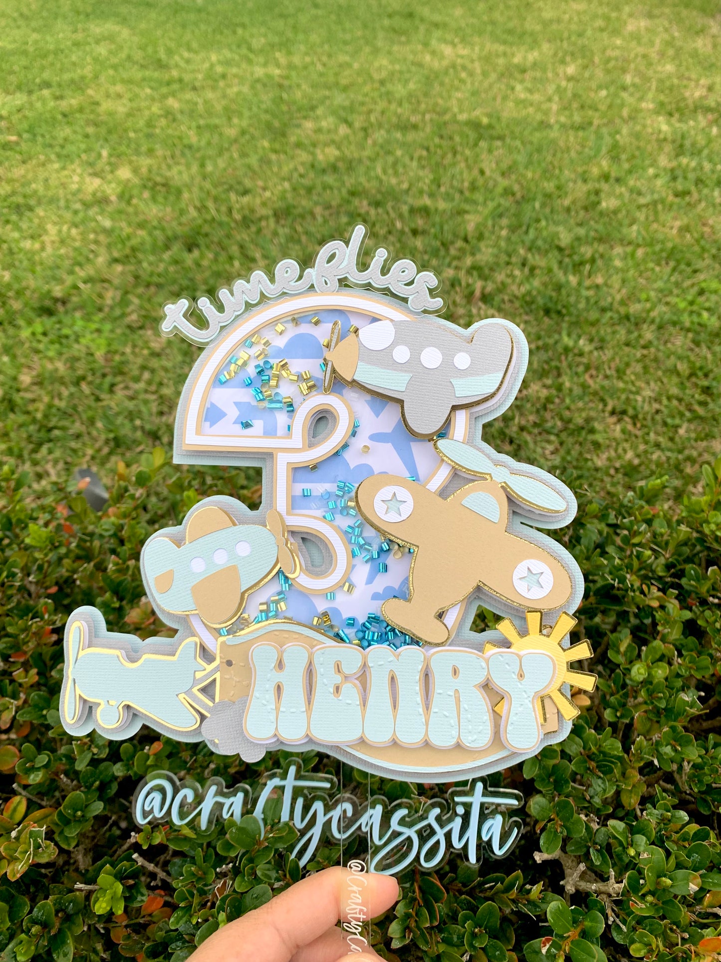 Time Flies Cake Topper Shaker