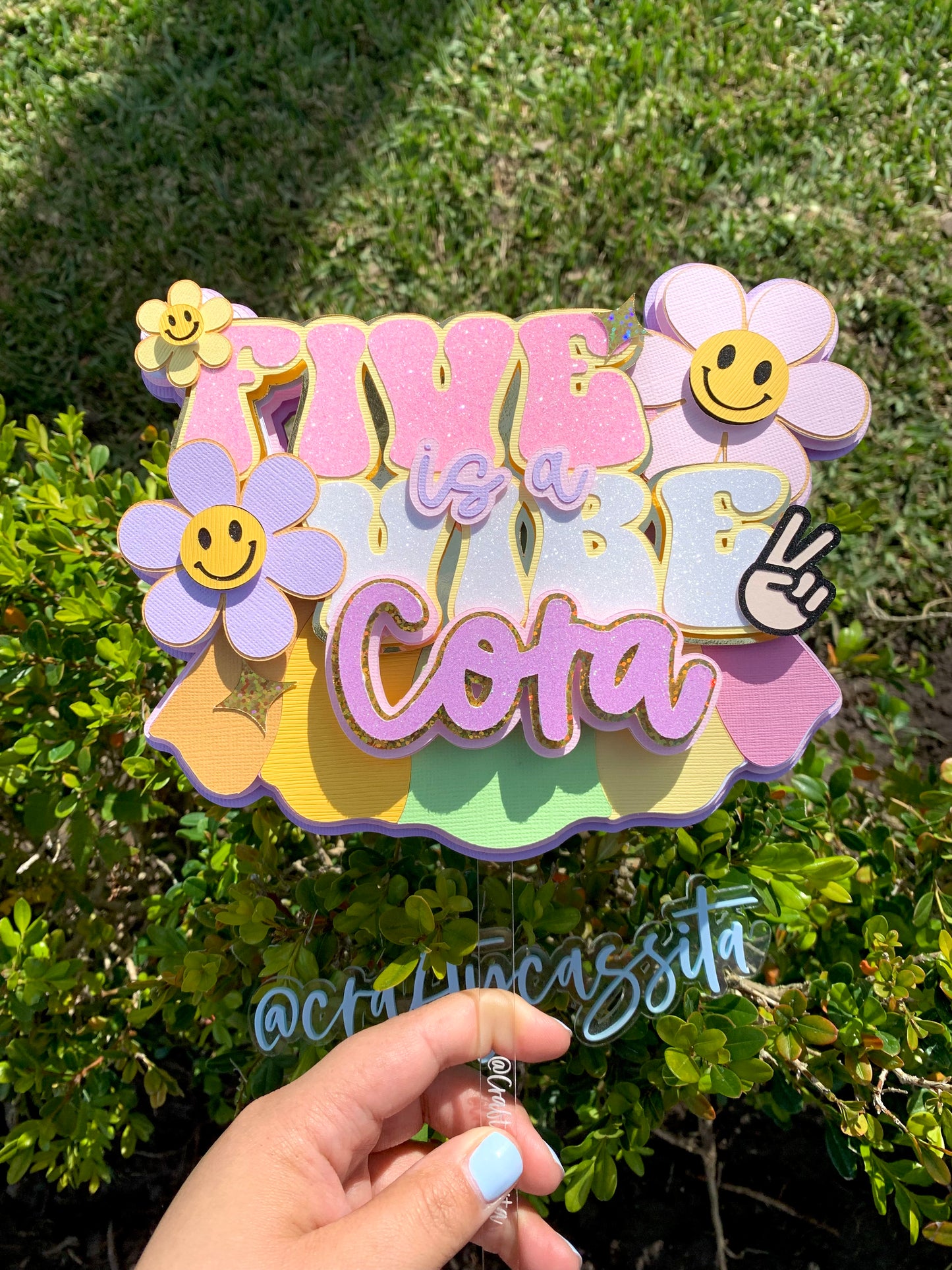 Five is a Vibe 3D Cake Topper