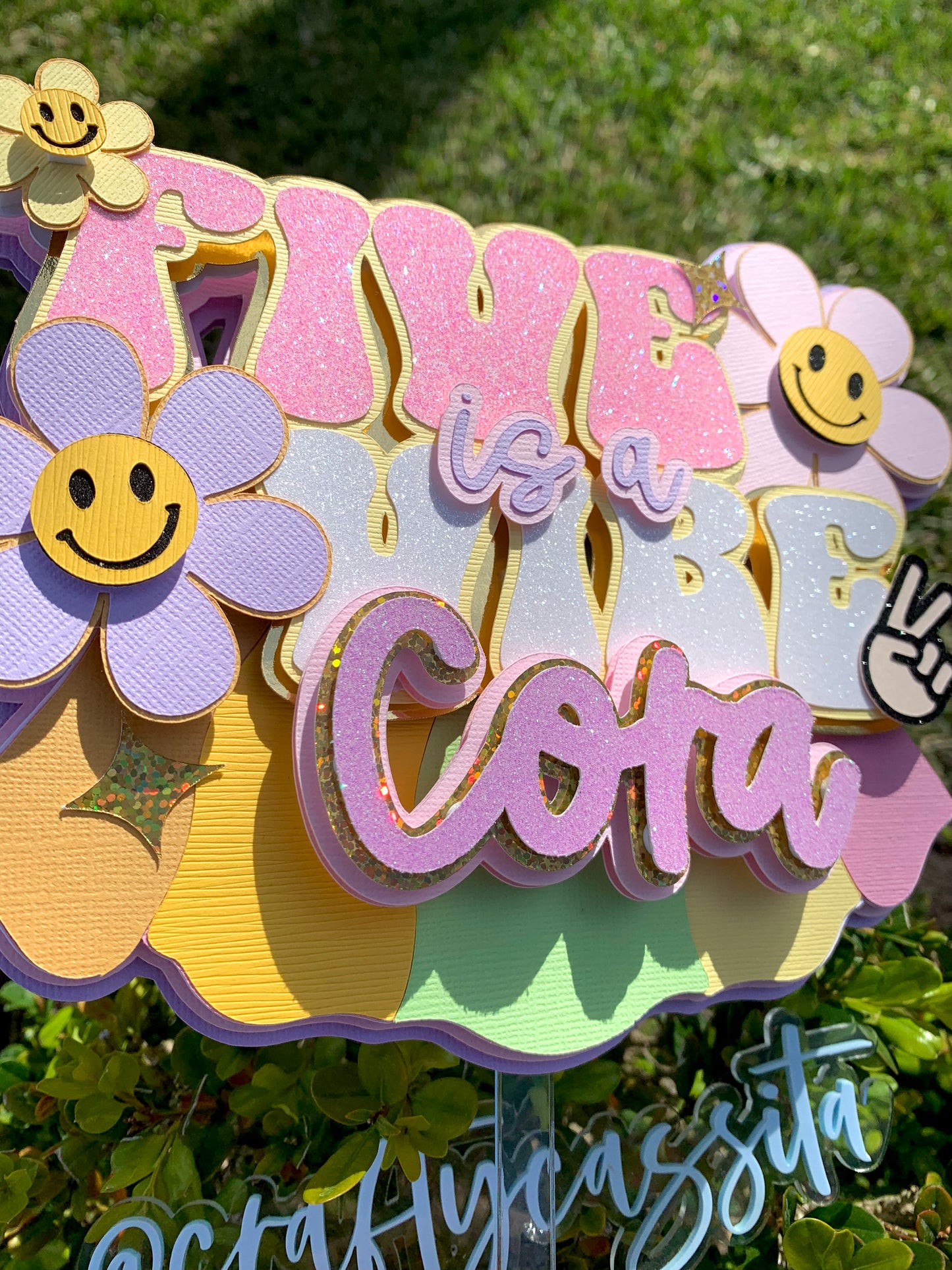 Five is a Vibe 3D Cake Topper