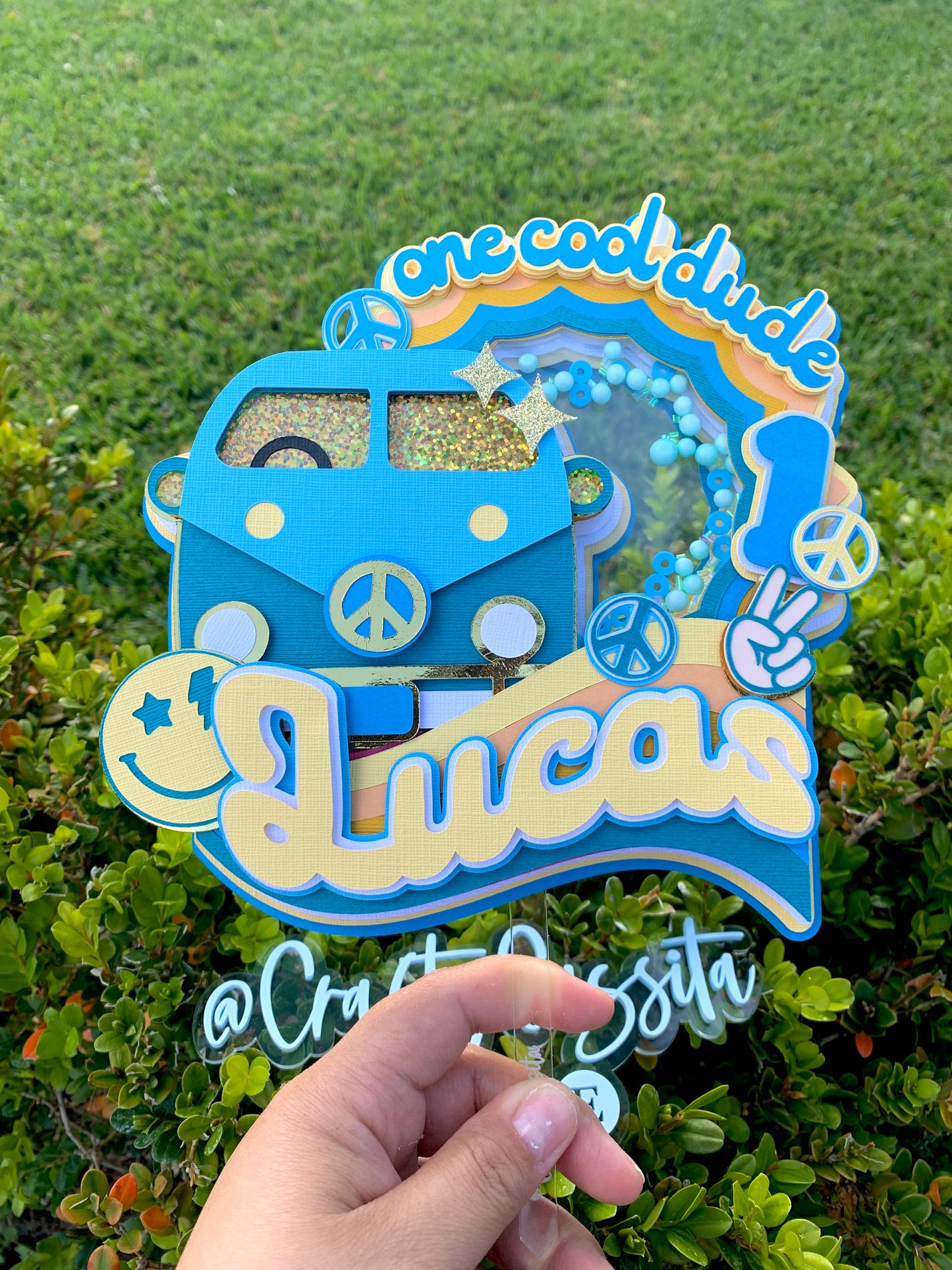Groovy Bus Cake Topper Shaker