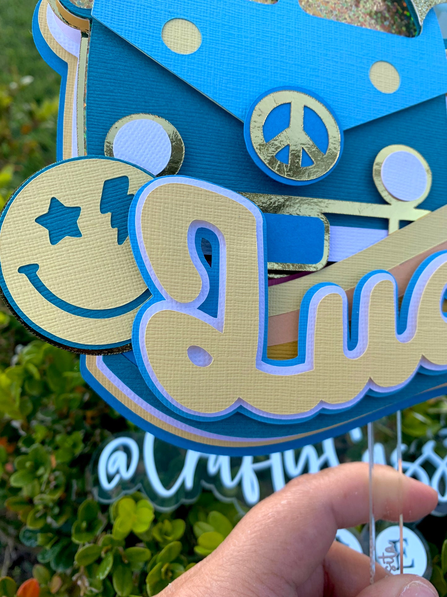 Groovy Bus Cake Topper Shaker