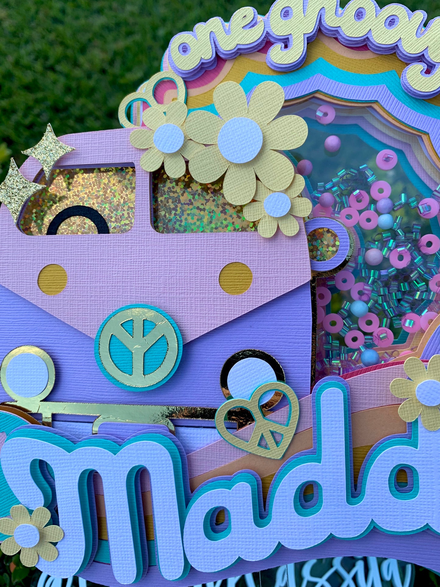 Groovy Bus Cake Topper Shaker