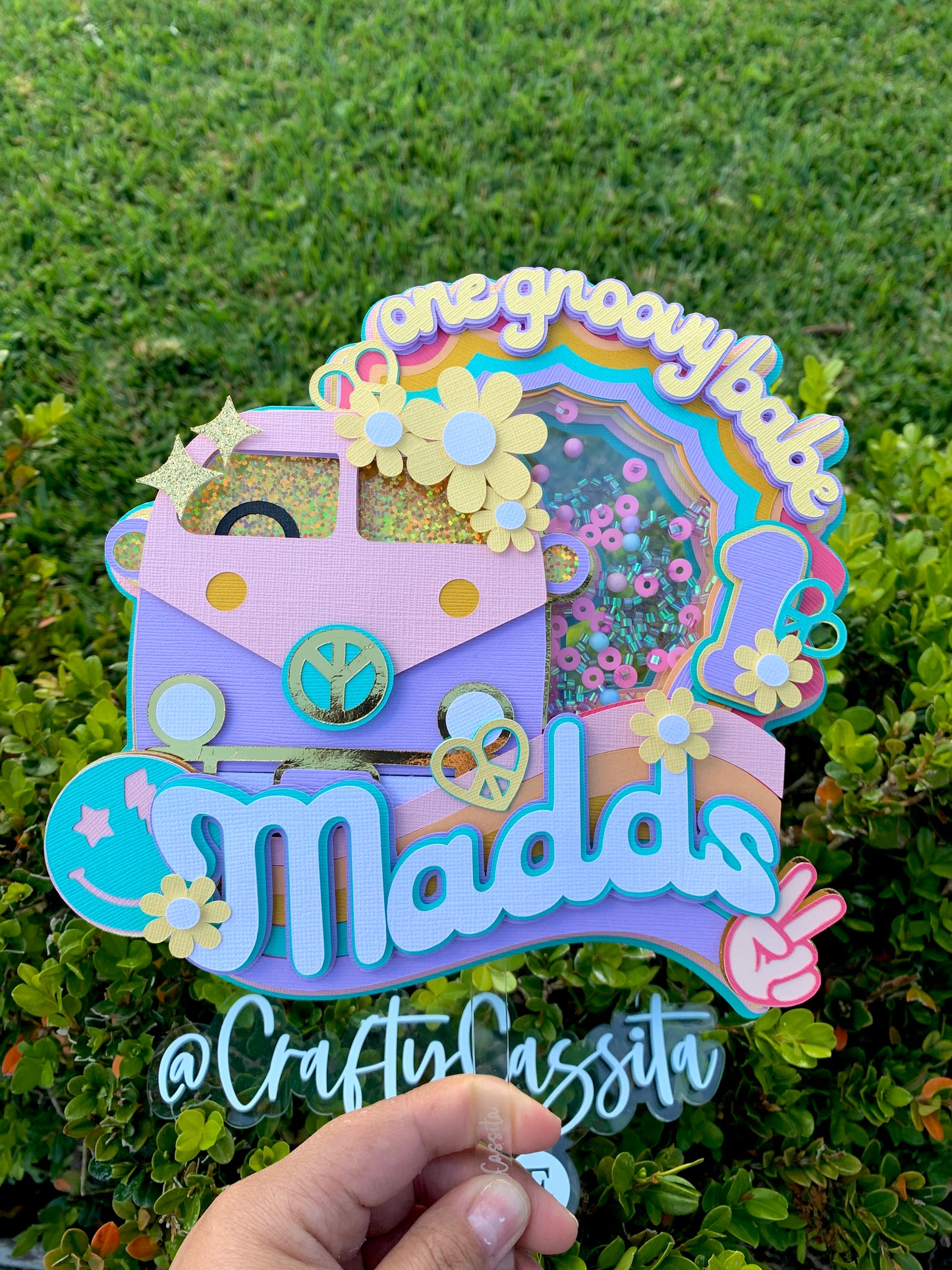 Groovy Bus Cake Topper Shaker