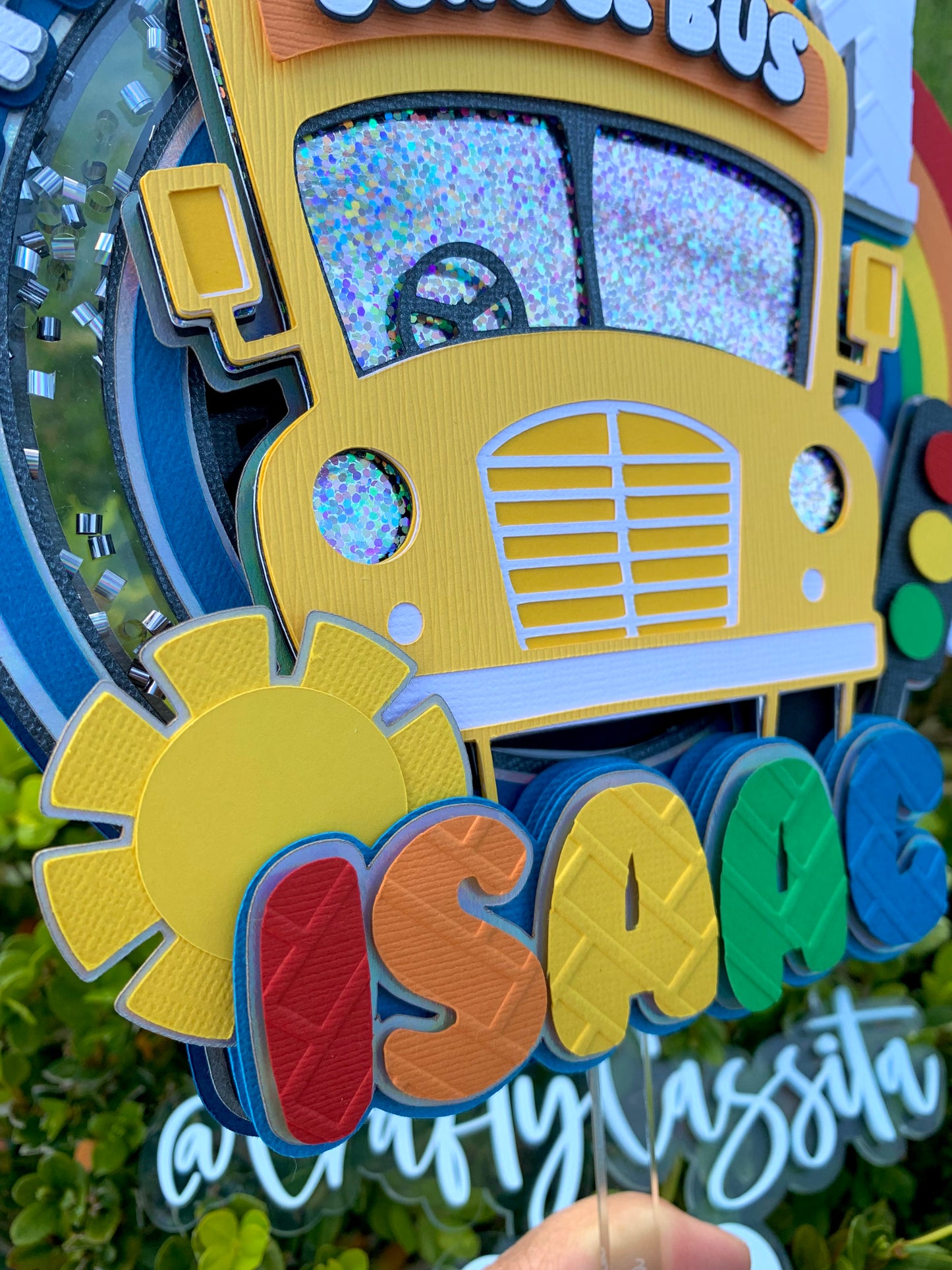 School Bus Cake Topper Shaker