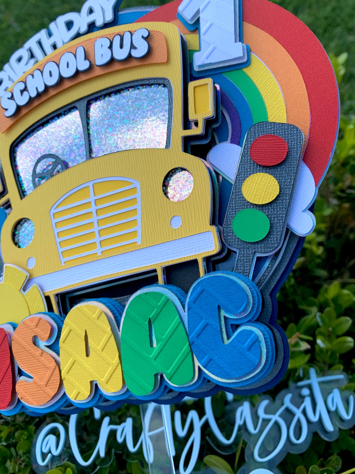 School Bus Cake Topper Shaker